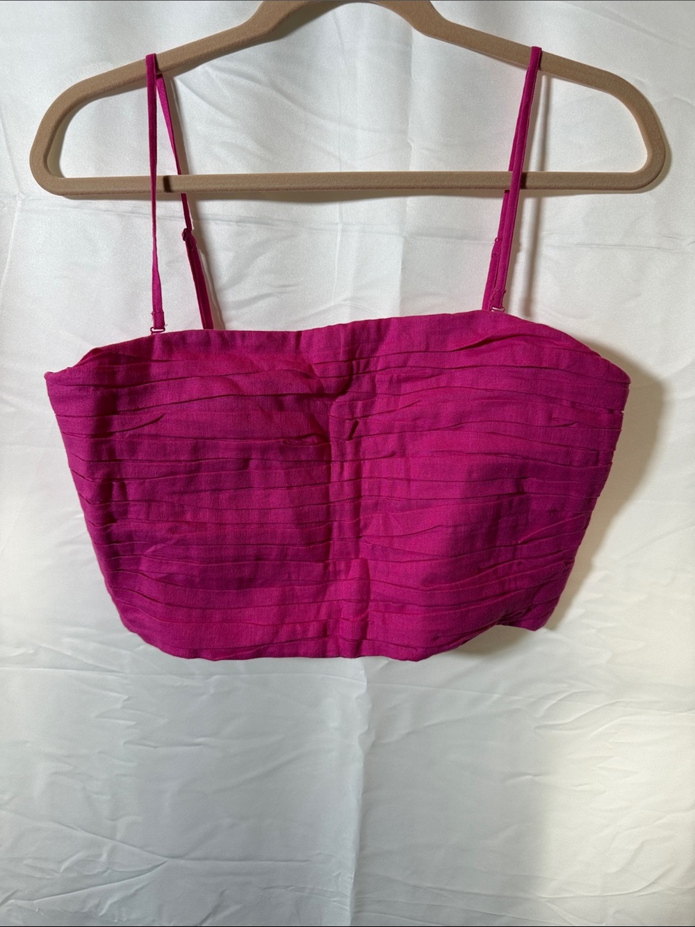 LOFT Magenta Textured Crop Tank Top